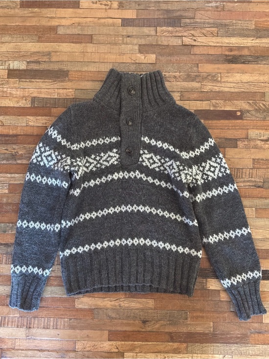 H&M Other - H&M Dark Gray Fair Isle Zip-Neck Knit Sweater